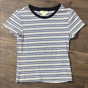 Maeve Navy, White & Light Blue Striped Rib Tee